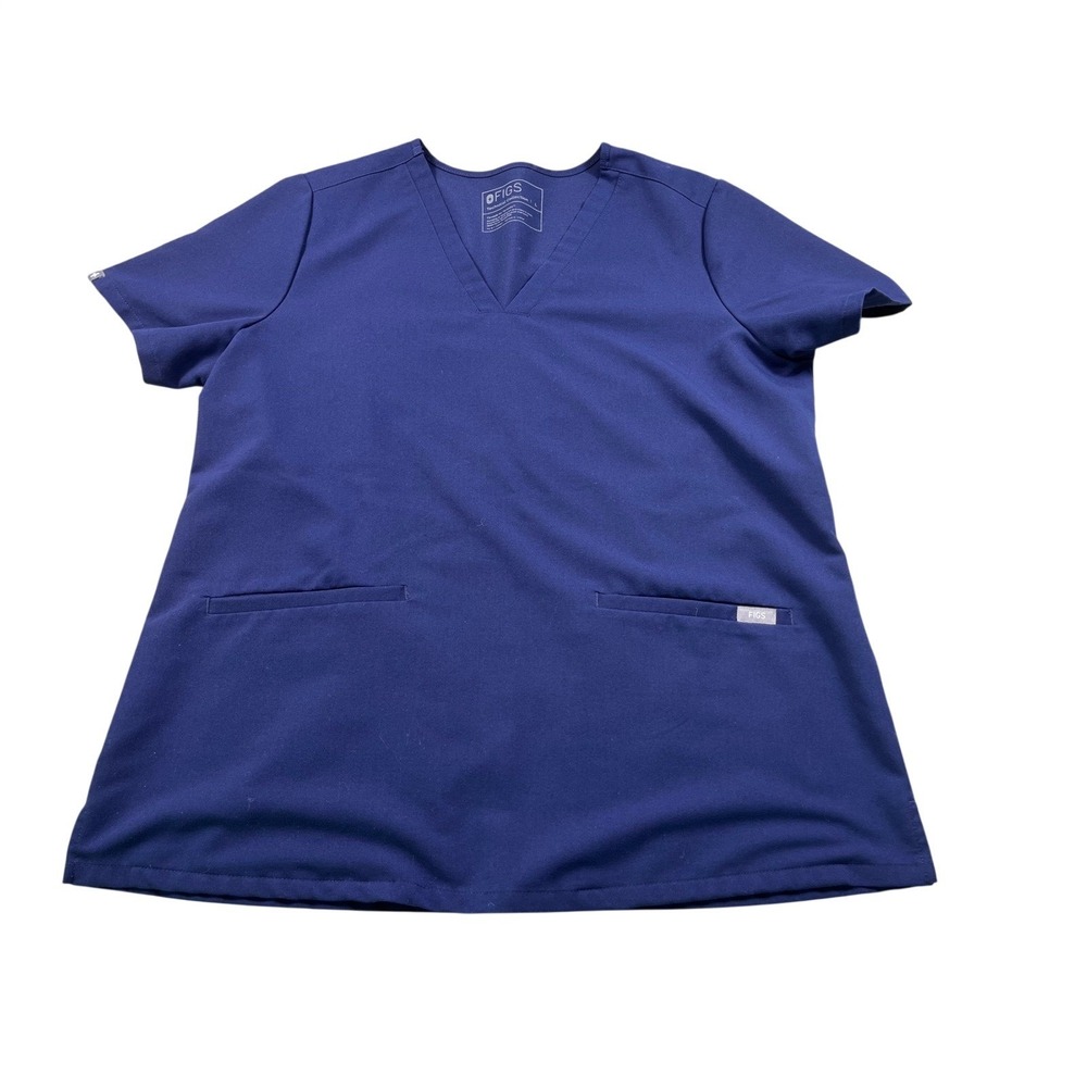 FIGS Technical Collection Scrub Top Large Royal Blue V Neck Medical Uniform